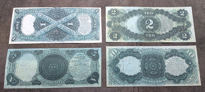 1, 2, 5 and 10 Dollar 1878 US legal tender Reverse Side