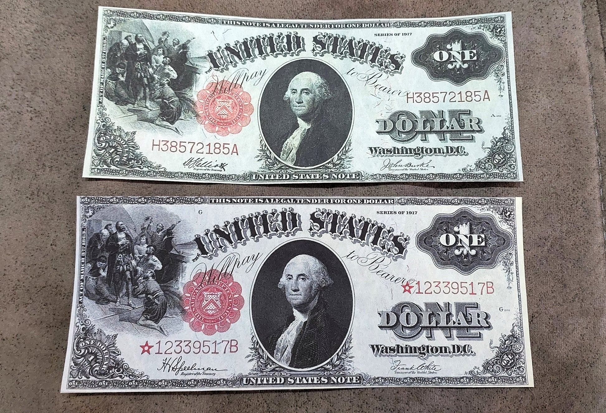 1 Dollar and 2 Dollar 1917 US Notes Standard and Star Notes