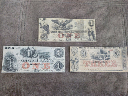 1 Dollar 1853 Cochituate Bank Boston and 1 Dollar 1859 Ocoee Bank Tennessee
