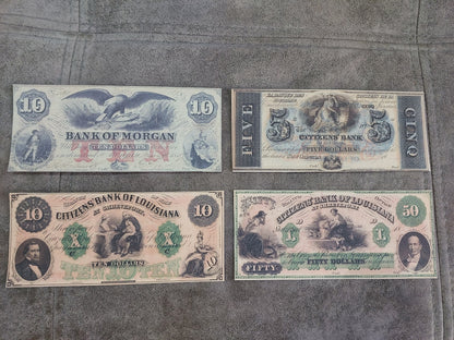 10 and 50 Dollar Citizens Bank of Louisiana Historic Banknotes
