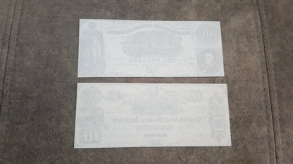 10 Dollar 1862 Confederate States Notes Reverse Side