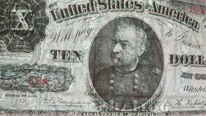 10 Dollar 1890 US Treasury Note Historic Design Close Up