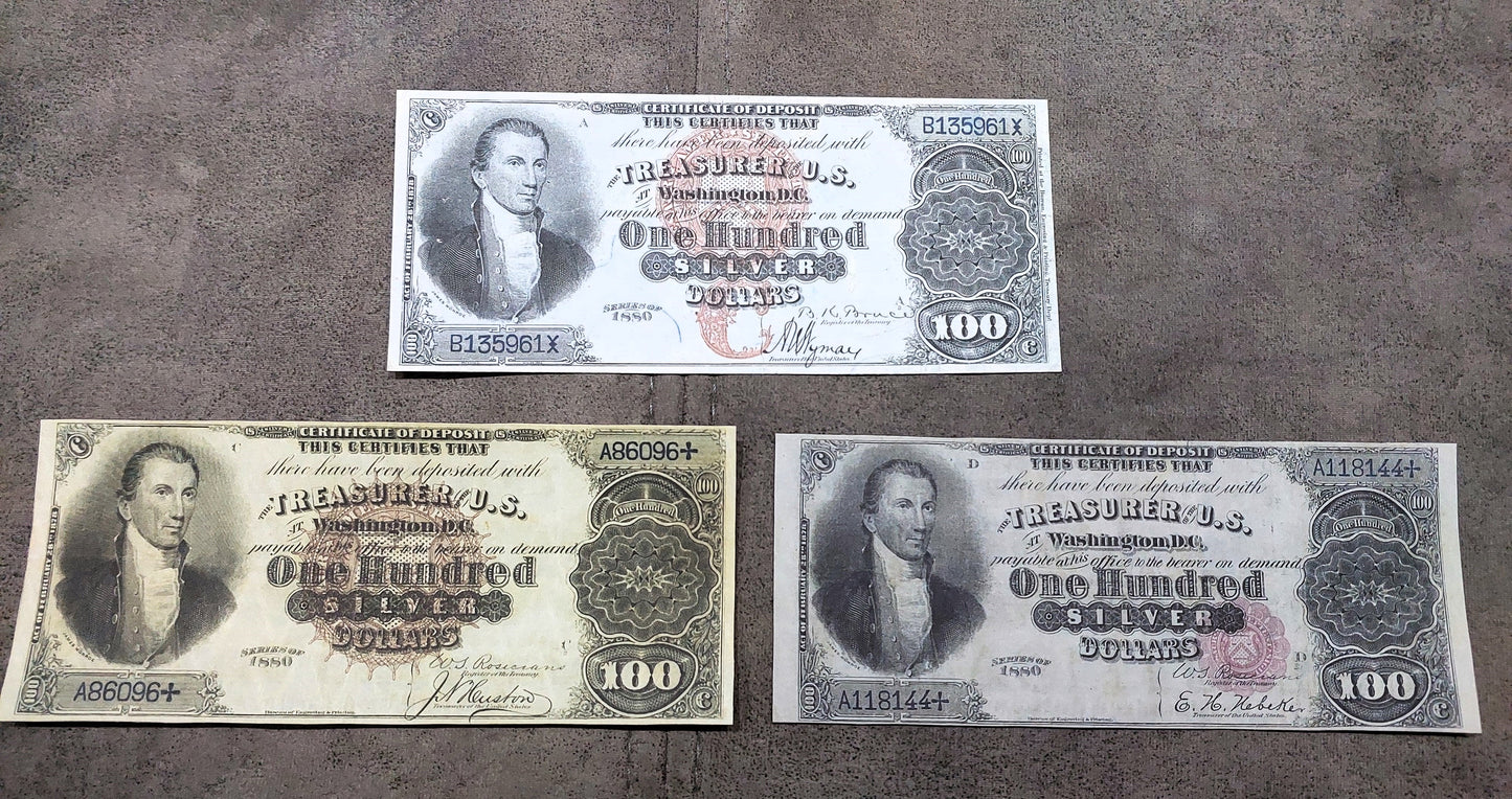 100 Dollar 1880 High Denomination US Silver Certificates