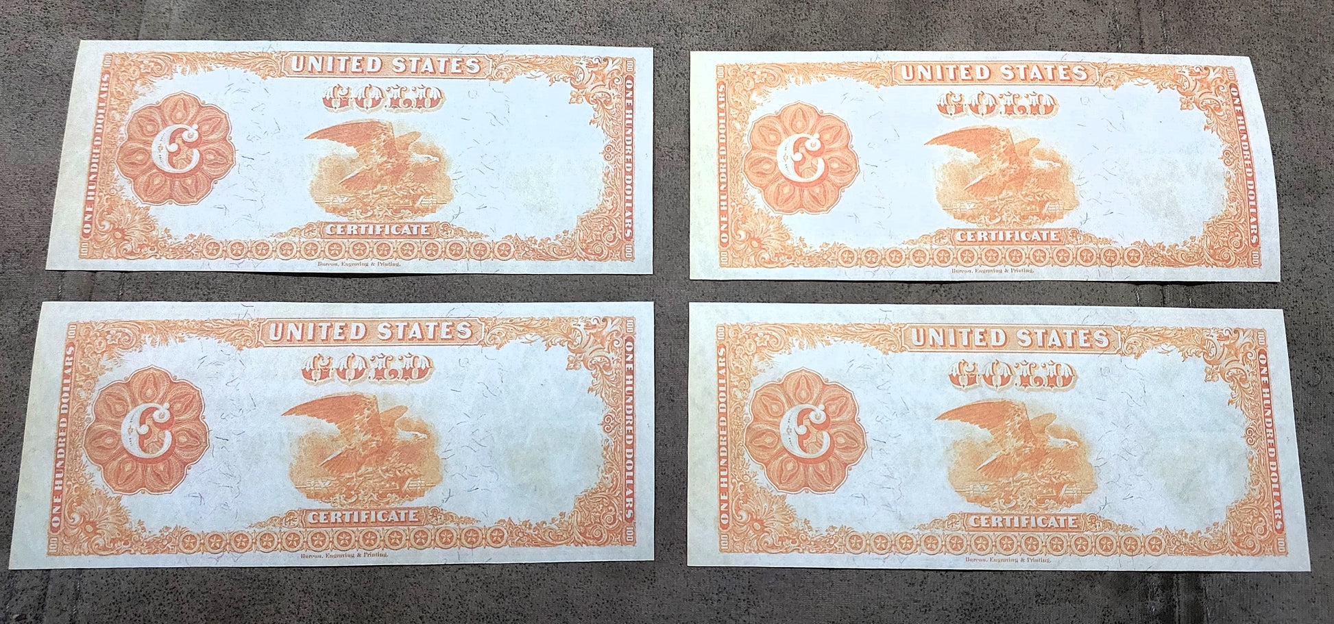 100 Dollar 1882 US Gold Certificate Orange Reverse Side
