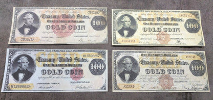 100 Dollar 1882 US Gold Certificate Big Red, Small Red and Small Brown Flower Seals