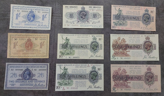 Reprint on paper with W/M Great Britain UK Shilling+Pound 1917-1919 FREE SHIPP.