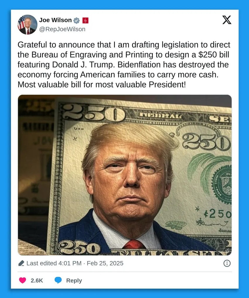 Souvenir 4 Bills United States 250 Dollar 2025 with Donald Trump FREE SHIPPING !