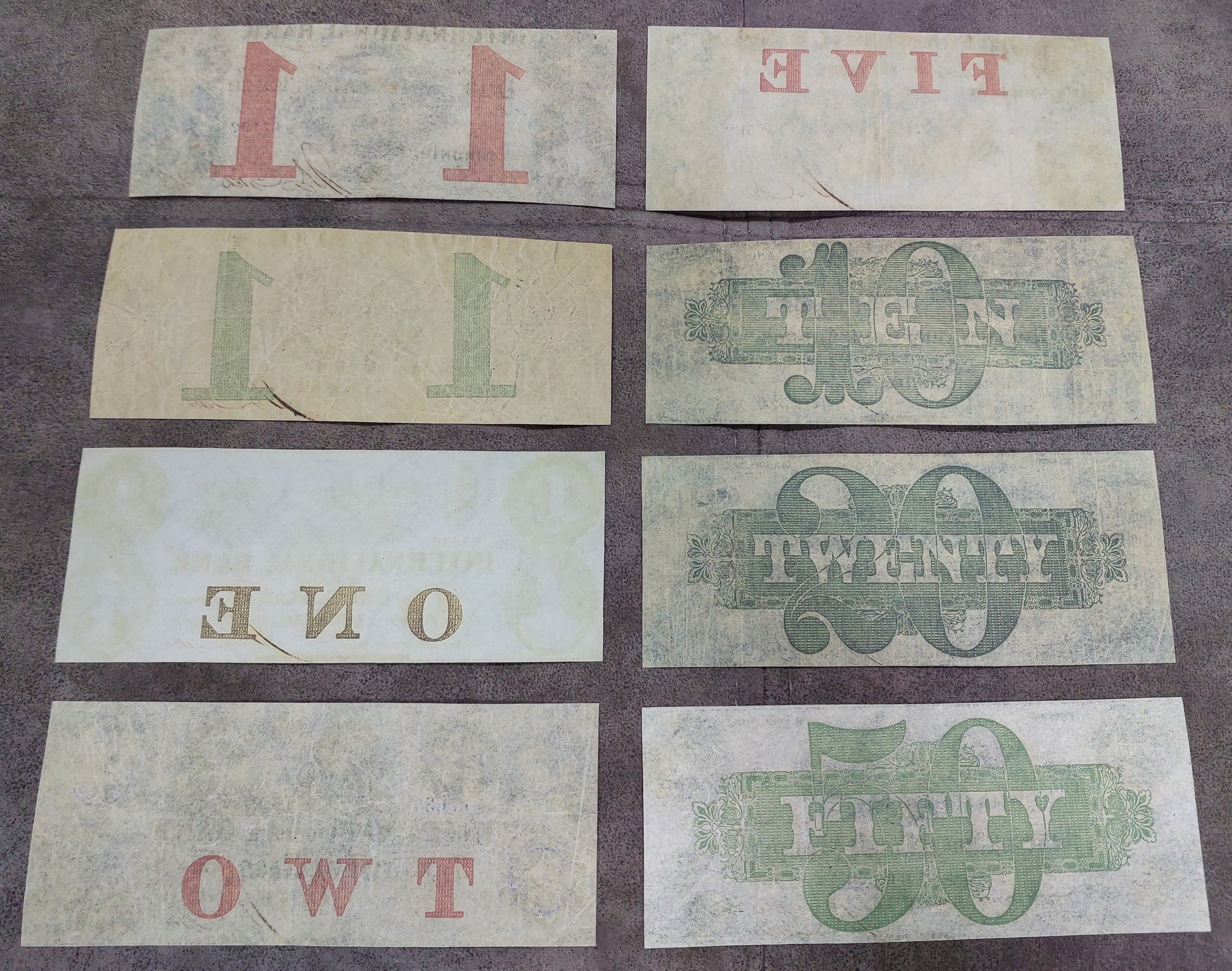 Historic 1858-1859 Canada International Bank Banknotes Collection Reverse Side Series