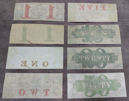 Historic 1858-1859 Canada International Bank Banknotes Collection Reverse Side Series