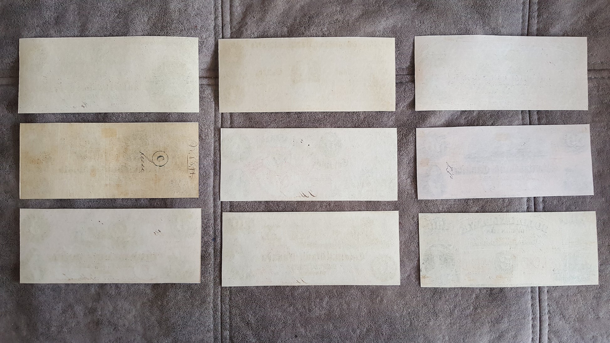Historic 1859 Colonial Bank of Canada Banknotes Collection Reverse Side Series