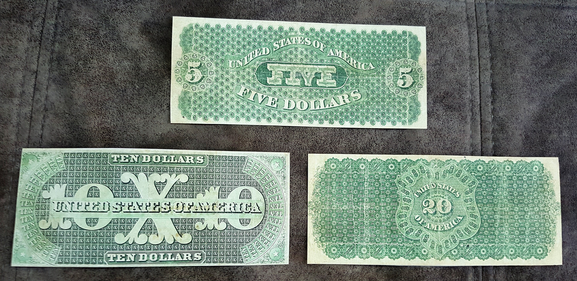 1861 US Demand Notes Original Greenback Reverse Side