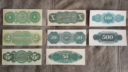 Historic 1866 Province of Canada Banknotes Collection Pre Confederation Reverse Side
