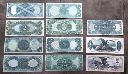 1878 US legal tender Banknotes Set Detailed Reverse Side