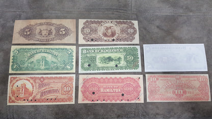 Historic 1887-1904 Canada Bank of Hamilton Banknotes Collection Reverse Side Series