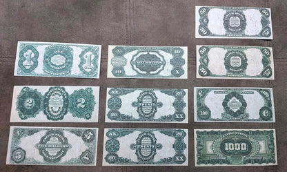 1891 US Silver Certificate Banknotes Set Reverse Side