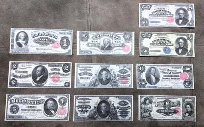 1891 US Silver Dollar Numismatic Treasury Notes Set of 10 Bills