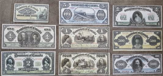 1900-1917 Dominion of Canada Numismatic Specimen Notes Set A