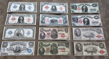 1901-1923 US Large Size Numismatic Banknotes Set of 12 Bills