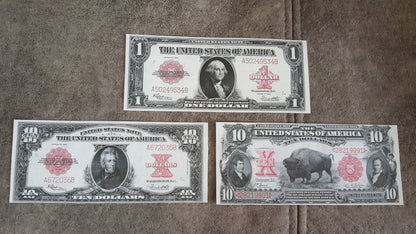 1901 and 1923 US Silver Certificates 1, 5 and 10 Dollar Notes