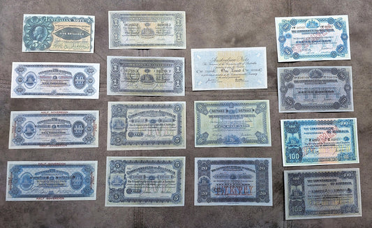 1913-1918 Commonwealth of Australia Numismatic Specimen Early Pound Notes Set of 14 Bills
