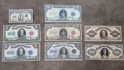 1923-1924 Dominion of Canada Numismatic Specimen Notes Set A