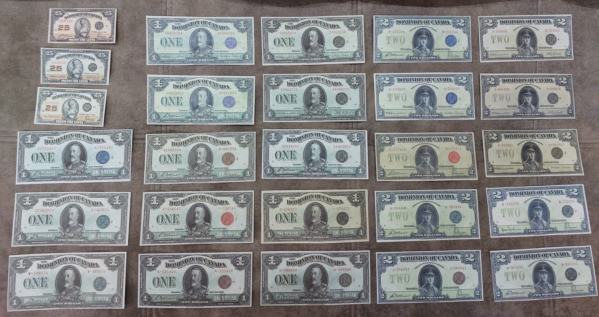 1923 Dominion of Canada Numismatic Specimen Notes Set B Varieties