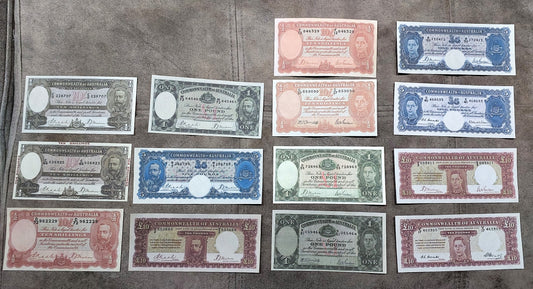 1933-1952 Commonwealth of Australia Shilling and Pound Banknotes Complete Collection