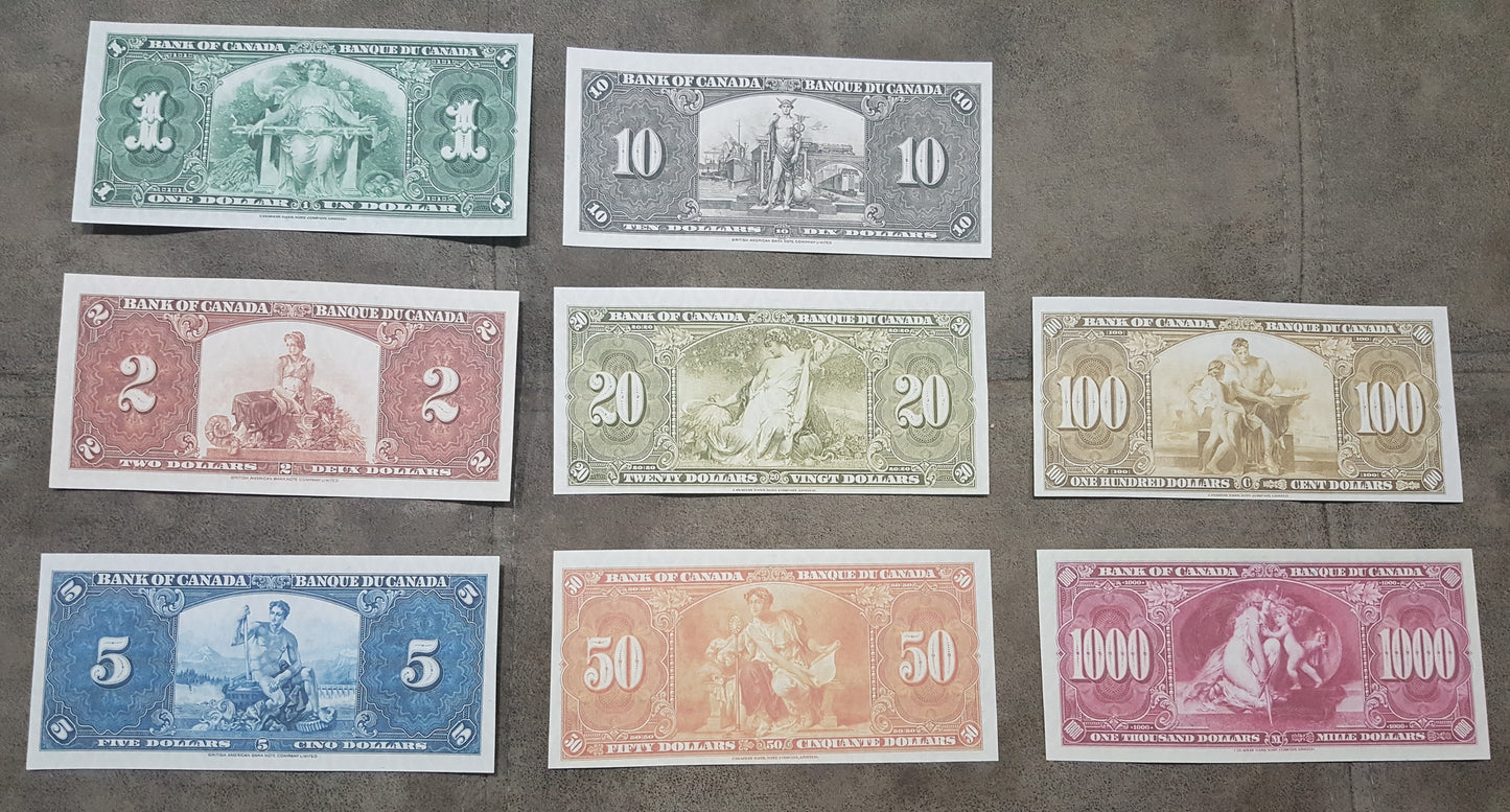 Historic 1937 Bank of Canada King George VI Banknotes Collection SET-A Reverse Side