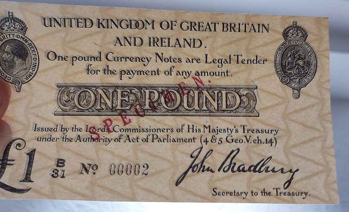 Nachdruck auf Papier mit W/M Großbritannien UK Schilling+Pfund 1914-1917 KOSTENLOSER VERSAND.