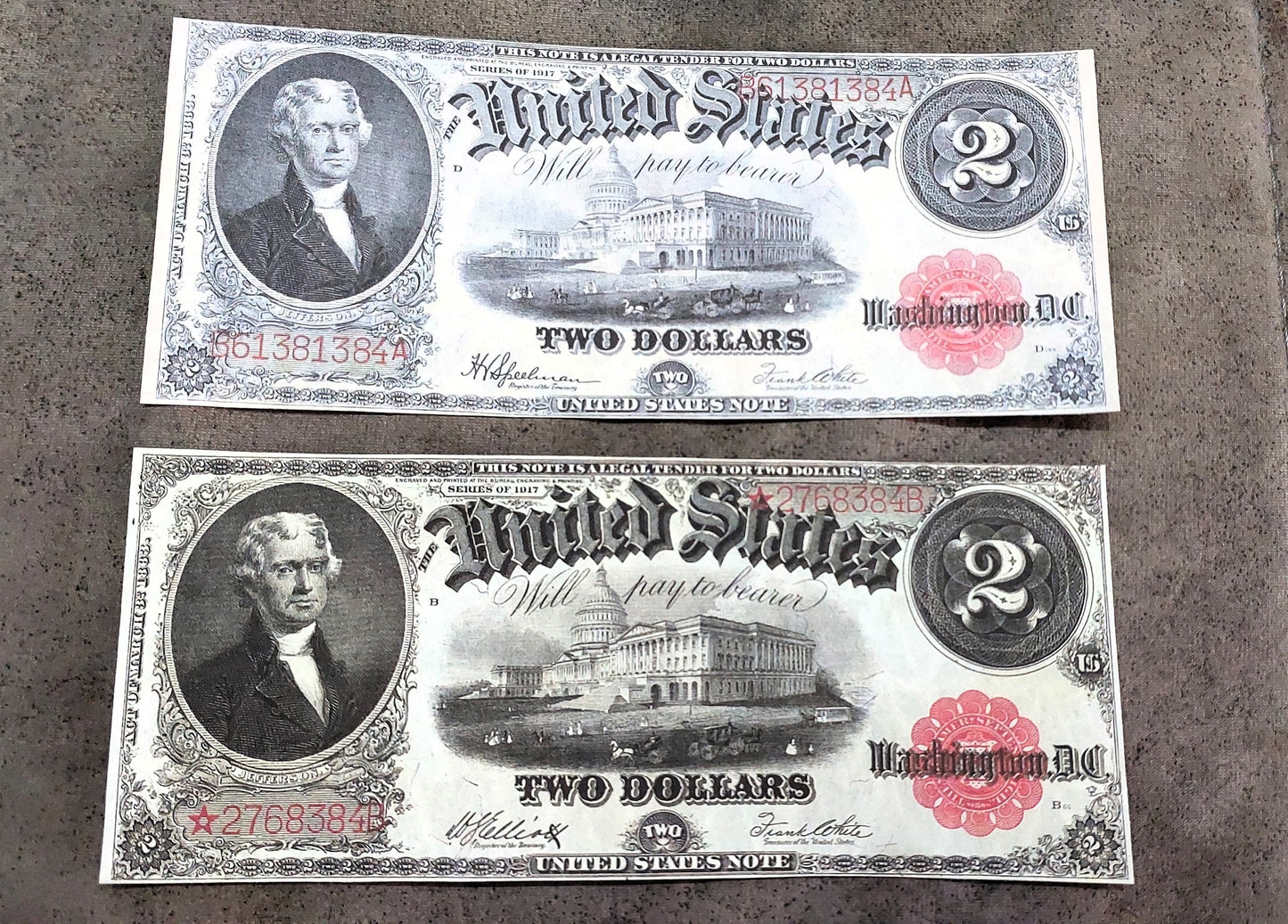 2 Dollar 1917 US Notes Standard and Star Notes