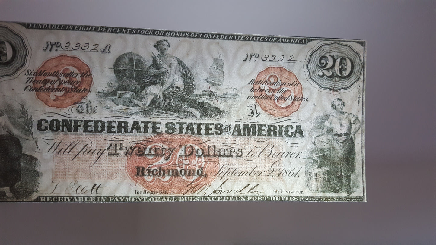 20 Dollar 1862 Confederate States Notes Red 