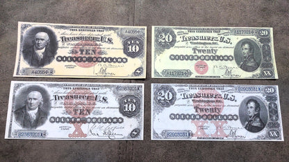 20 Dollar 1880 US Silver Certificate Small Red Seal and Big Brown Seal Roman Numeral
