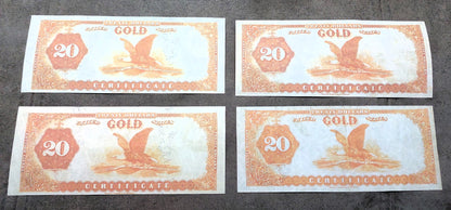 20 Dollar 1882 US Gold Certificate Orange Reverse Side
