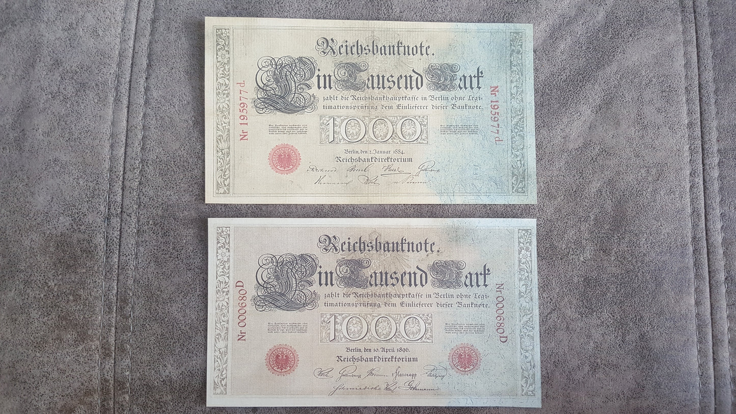 Reprint on paper with W/M the RAREST EDITIONS. Germany 1000 Marks. FREE SHIPPING