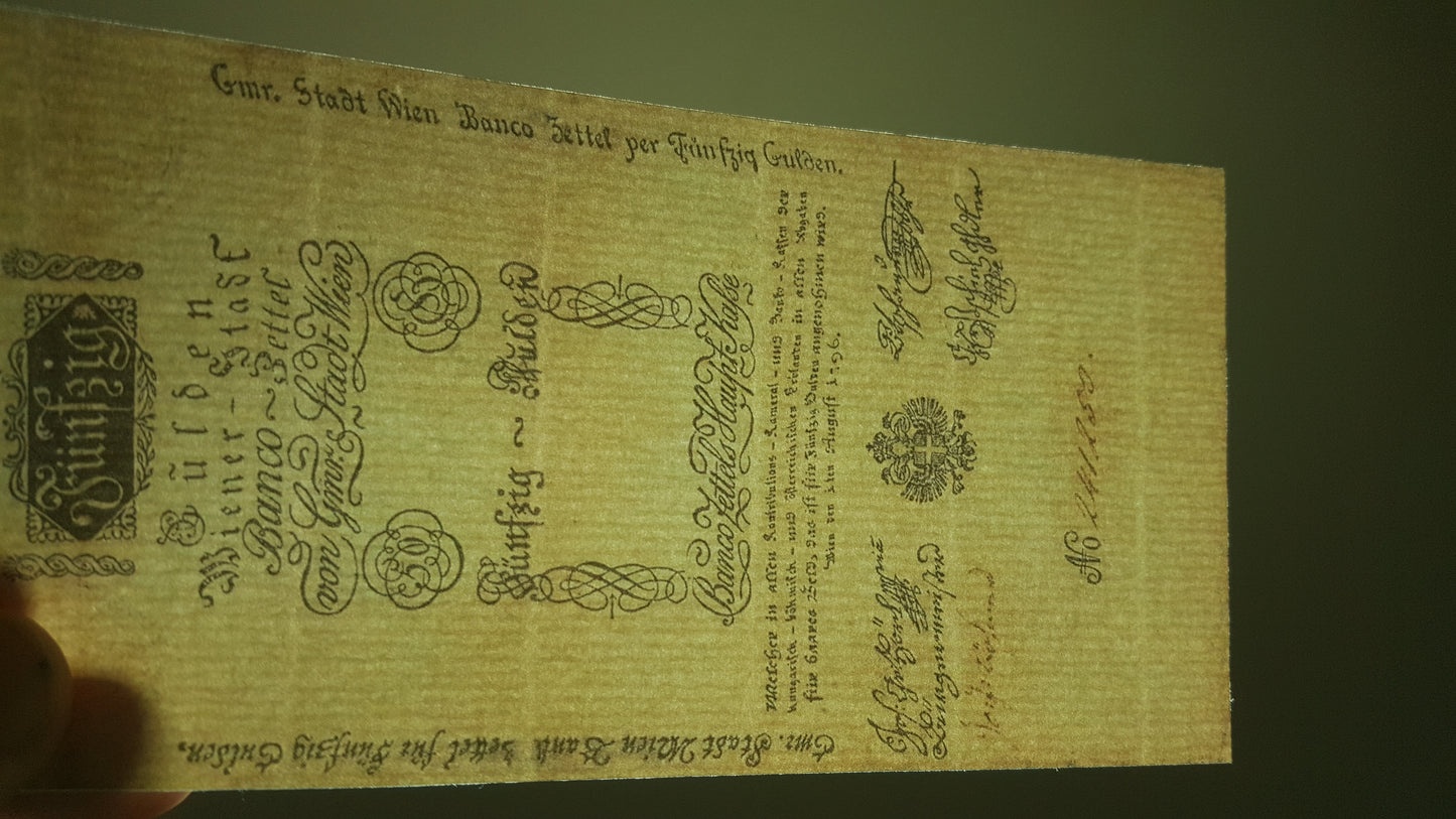 Reprint on paper with W/M Austria Banknotes 1796 years. FREE SHIPPING !!!
