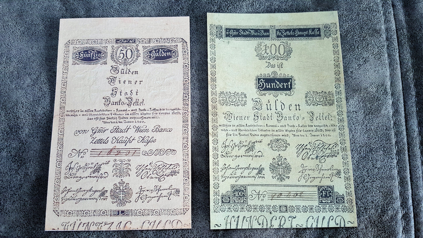 Reprint on paper with W/M Austria Banknotes 1800 year. FREE SHIPPING