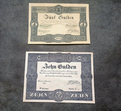 Reprint on paper with W/M Austria Banknotes 1833-1841 years. FREE SHIPPING