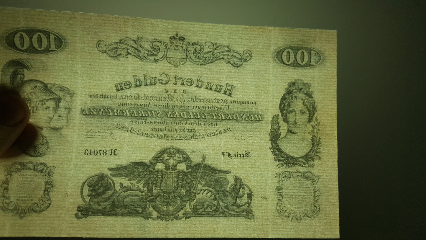 Reprint on paper with W/M Austria Banknotes 1847-1848 years. FREE SHIPPING