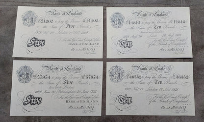 Reprint on paper with W/M England  5 - 1000 Pound 1918-1925 y. UK FREE SHIPPING!