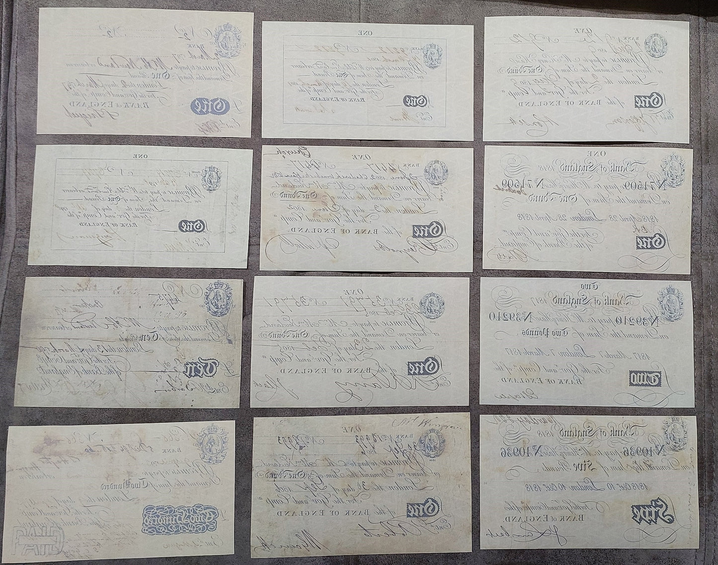 Reprint on paper with W/M England  1 - 200 Pound 1790-1818 y. UK FREE SHIPPING!
