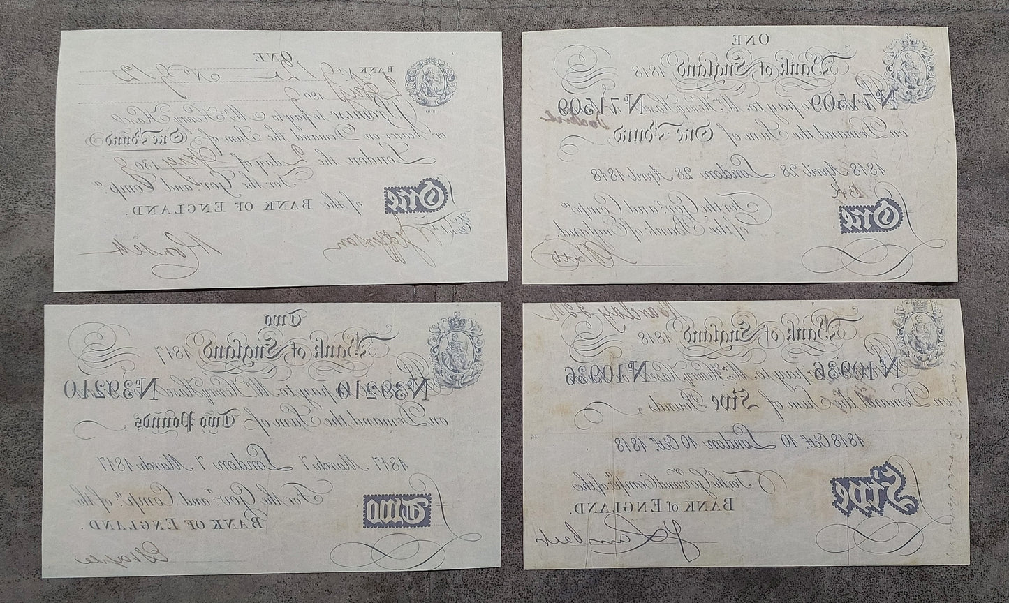 Reprint on paper with W/M England  1 - 200 Pound 1790-1818 y. UK FREE SHIPPING!