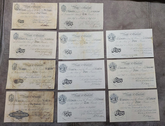 Reprint on paper with W/M England  1 - 100 Pound 1825-1882 y. UK FREE SHIPPING!