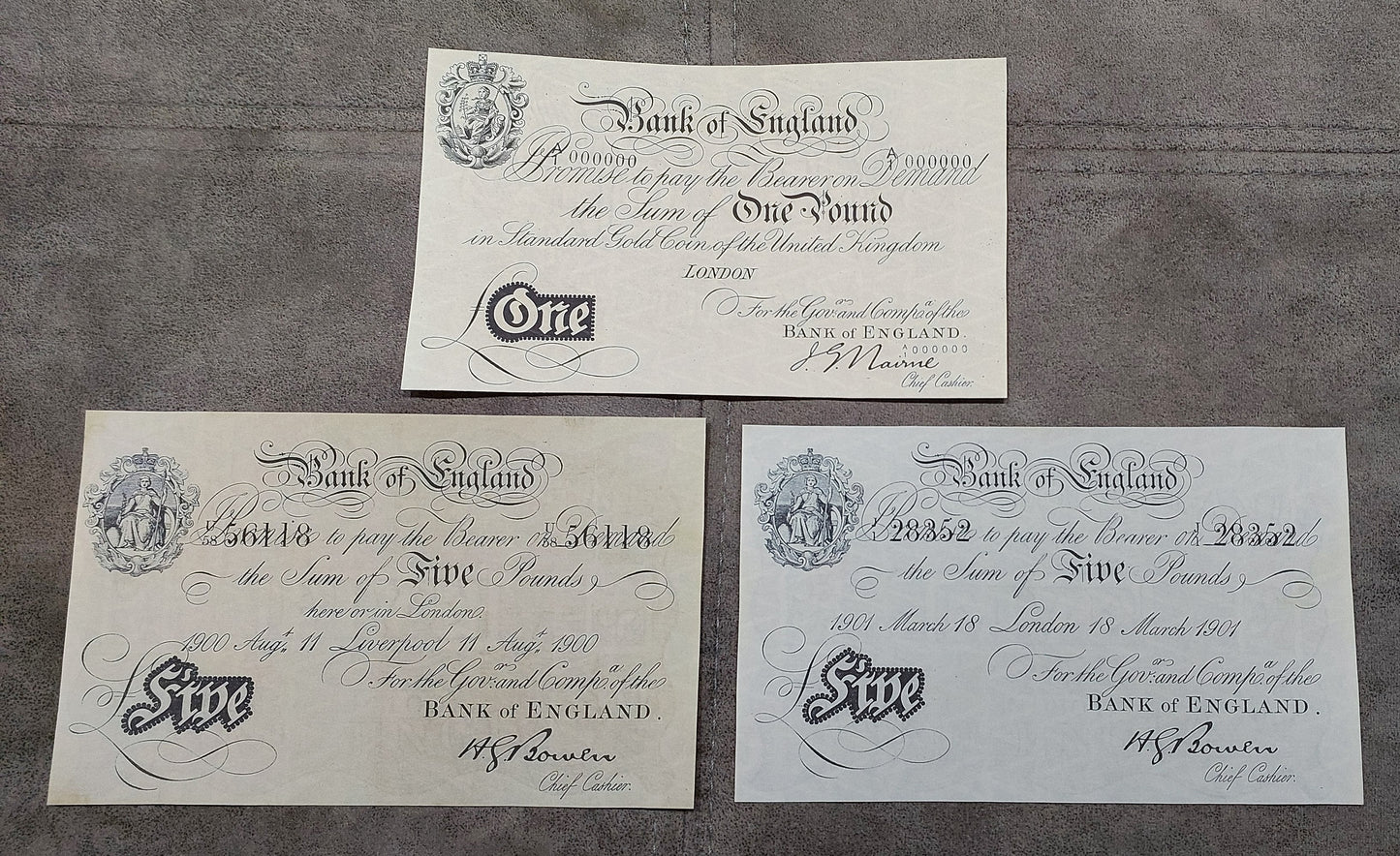 Reprint on paper with W/M Great Britain, England 1 - 100 Pound 1900-1917 y. UK