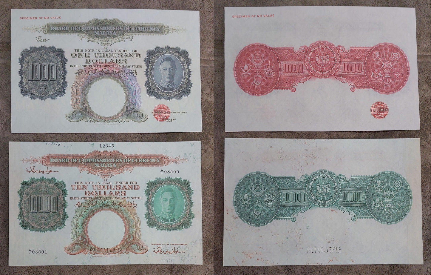 Reprint on paper with W/M MALAYA BRITISH ADMINISTRATION 1941-1942 y. UK colony.