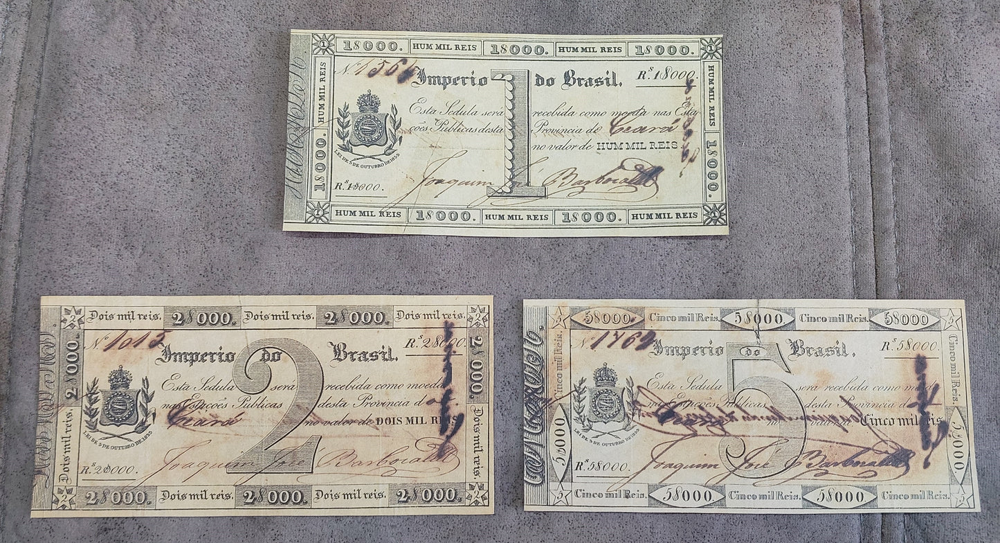 Reprint on paper with W/M Brazil banknotes 1833 y. Copper Exchange FREE SHIPPING