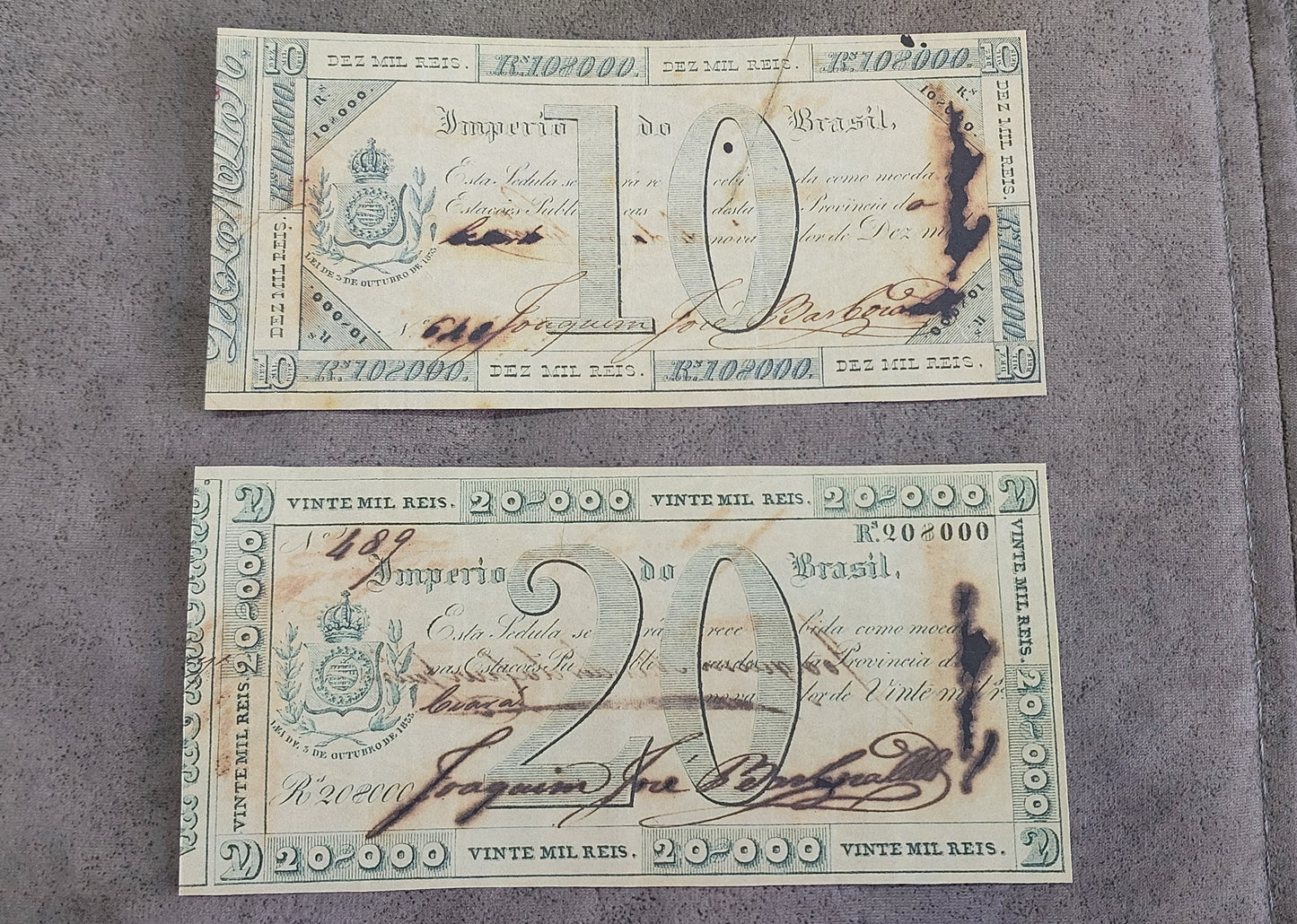 Reprint on paper with W/M Brazil banknotes 1833 y. Copper Exchange FREE SHIPPING