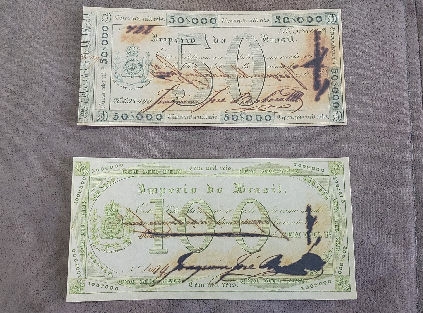 Reprint on paper with W/M Brazil banknotes 1833 y. Copper Exchange FREE SHIPPING