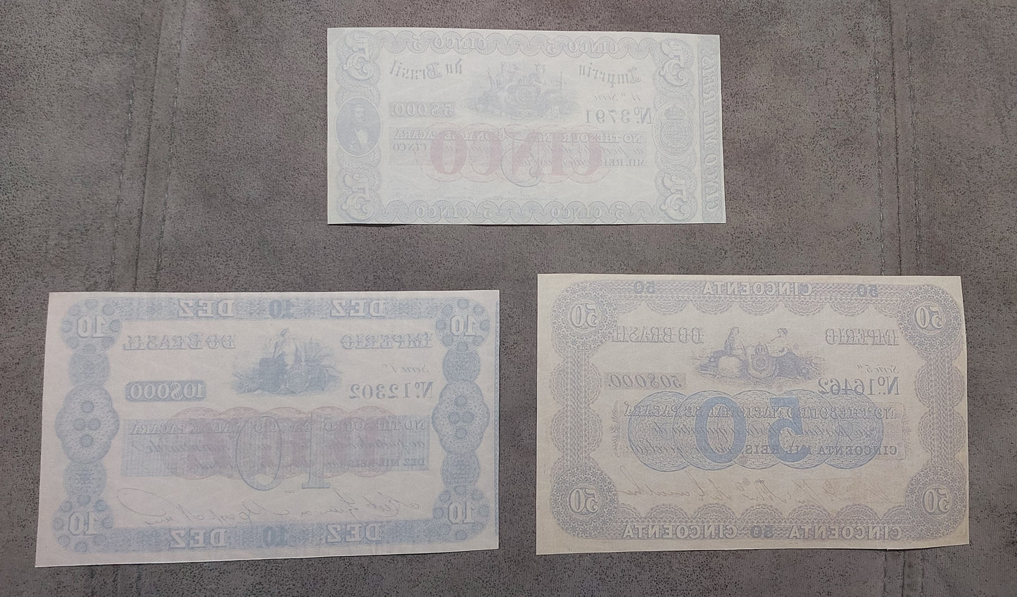 Reprint on paper with W/M Brazil notes 1852 - 1870 y.  FREE SHIPPING