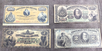 Reprint on paper with W/M Mixed Brazil banknotes 1868 - 1883 y.  FREE SHIPPING !