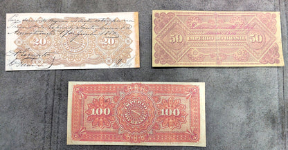 Reprint on paper with W/M Mixed Brazil banknotes 1868 - 1883 y.  FREE SHIPPING !